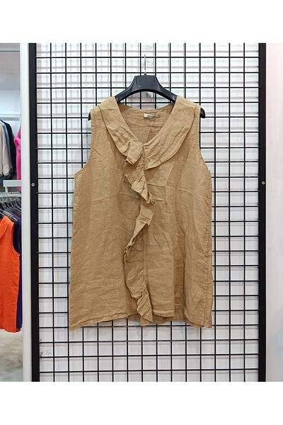 Butik Şans Блуза от италиански лен с волани и нулев ръкав
