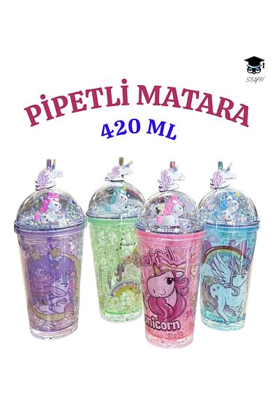 SEYFİKİRTASİYE 1Pcs Patterned Plastic Cup with Straw 420ml Mixed Color Shipping