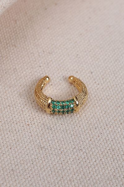 Süspüs Accessories Green Zircon Stone Gold Color Single Compression Cartilage Earring