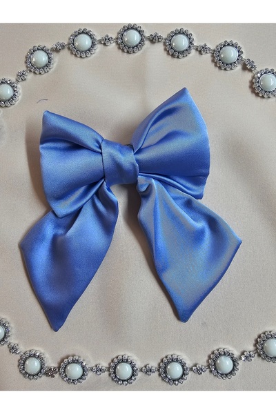 Elvinege Aksesuar 3-Piece Bow Clip Buckle (Green - Yellow - Blue) - Satin Bow Buckle