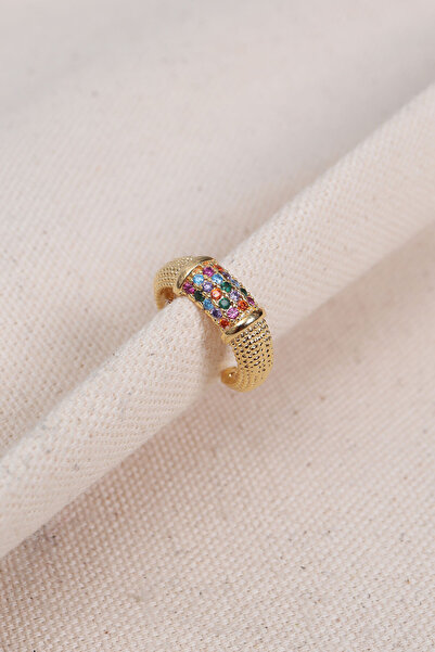 Mix Zircon Gemstone Gold Color Single Compression Cartilage Earrings