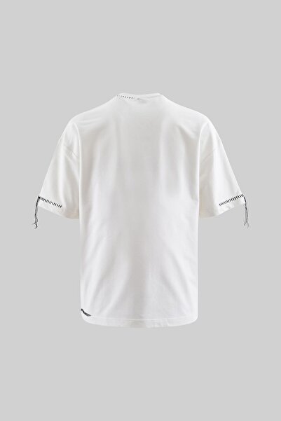 Machinist Men's Blanket Stitch Oversize Ecru T-Shirt