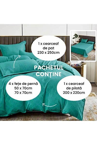 PATONE Bed linen Bumbat Satinat Baroque UNI, 6 pieces, double bed, turquoise