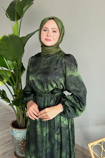 InStyle Starry Night Patterned Green Dress
