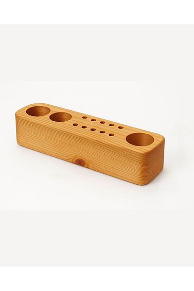 viveres Natural Wooden Desktop Pen Holder – Multi-Eye Organizer Office Organizer
