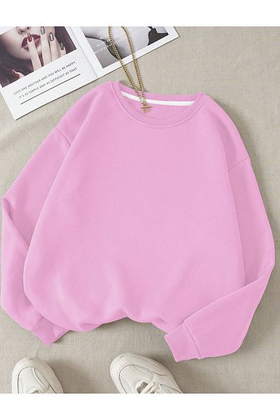 COHERENT Unisex Women/Men Solid Color Oversize Crew Neck Cotton Sweatshirt