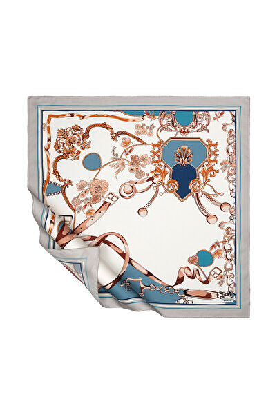 ipekevi Eșarfă de mătase alb-gri 1353