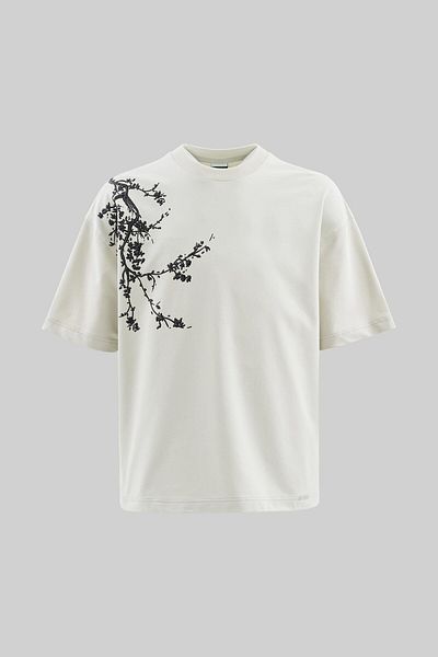 Machinist Men's Floral 3D Printed Oversize Space Gray T-Shirt