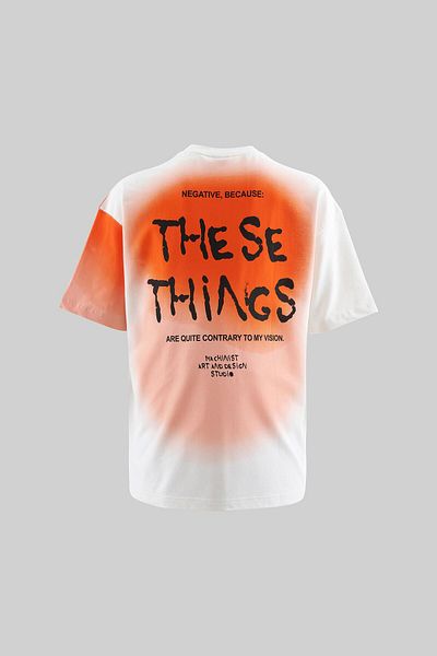 Machinist Men's Gradient Printed Oversize Ecru T-Shirt