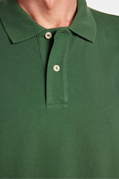 Tudors Men's Slim Fit Slim Fit 100% Cotton Green Polo Neck T-Shirt