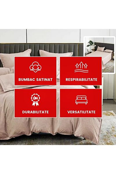PATONE Bed linen Cotton Satin Baroque UNI, 6 pieces, double bed, cappuccino