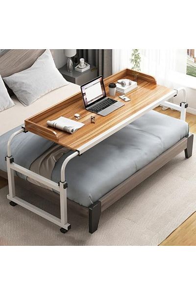 Generic Overbed Table with Wheels, Adjustable Laptop Desk, Mobile Standing Laptop Table, Queen Size Mobile C