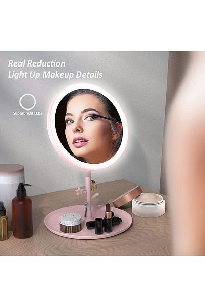 TOYFEST Led Lighted Makeup Mirror - 3 Light Modes, Touch & Charge, Portable