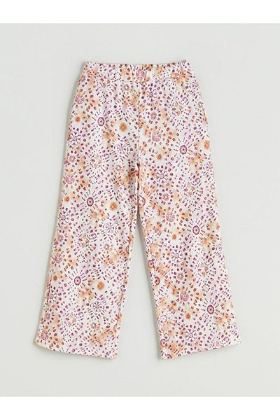 LC Waikiki Mixed Floral Girl's Pants with Elastic Waist