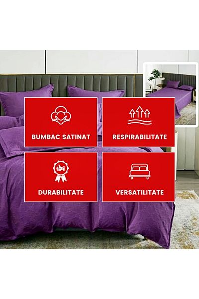 PATONE Bed linen Bumbat Satinat Baroque UNI, 6 pieces, double bed, purple
