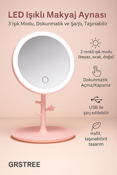 TOYFEST Led Lighted Makeup Mirror - 3 Light Modes, Touch & Charge, Portable