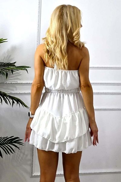 FashionForYou Cocktail jumpsuit, day, Bonie UNI, with halter and belt, WHITE, Size S/M, One Size S/M