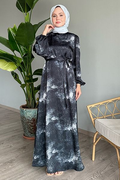InStyle Starry Night Patterned Black Dress