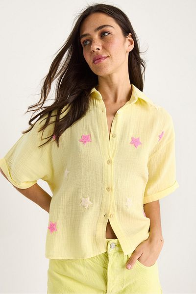 Bianco Lucci Women's Süzene Star Embroidered Muslin Shirt 60283426