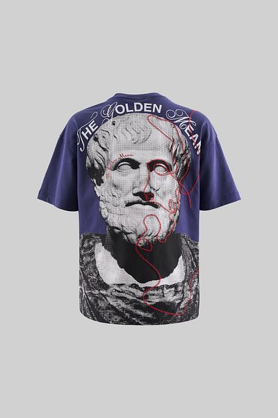 Machinist Men's Aristotle Oversize Navy Blue T-Shirt