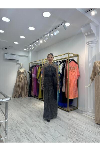 BALA COUTURE İşleme Detaylı Siyah Abiye Elbise