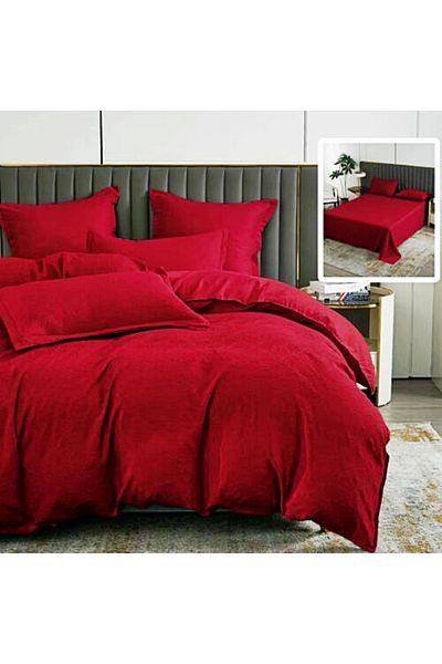 PATONE Bed linen Cotton Satin Baroque UNI, 6 pieces, double bed, red