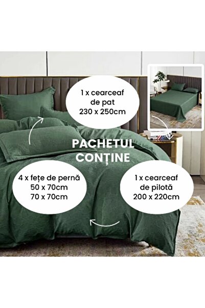 PATONE Bed linen Bumbat Satinat Baroque UNI, 6 pieces, double bed, green
