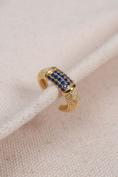 Süspüs Accessories Navy Blue Zircon Stone Gold Color Single Compression Cartilage Earring