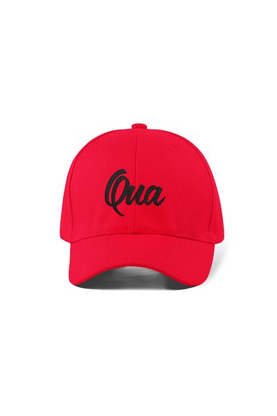 QUATEX Qua Embroidered Red Sports Hat Unisex Adjustable Velcro Back It Is a Quality Product