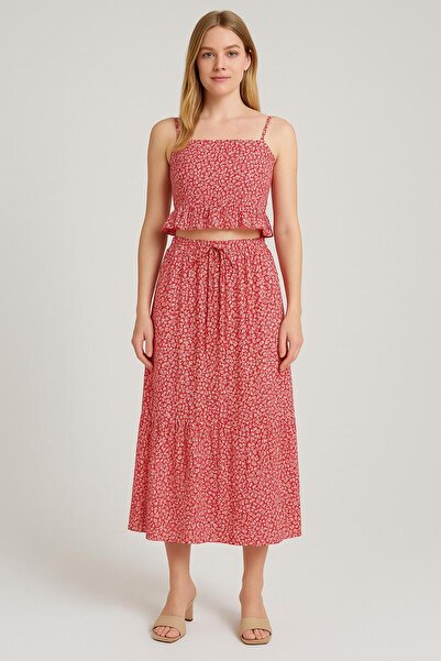 UNTIMELY Pıtırcık Floral Patterned Blouse & Skirt Set