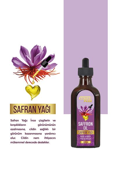 Softto Plus Saffron Moisturizing Facial and Body Oil That Helps Reduce the Appearance of Wrinkles 100 ml