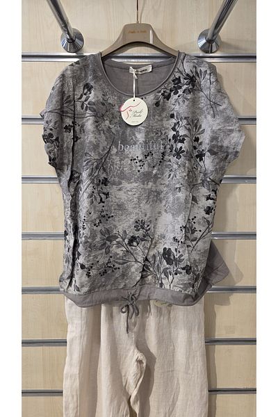 Park Moda Ιταλική μπλούζα με λουλουδάτο σχέδιο με έξι κλωστές