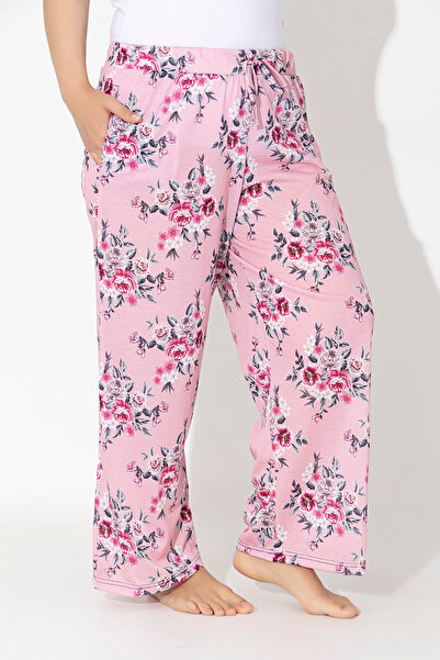 ModaLeaf Γυναικεία ροζ χρώματος λουλουδάτο μοτίβο με φαρδιά κοστούμια στο κάτω μέρος