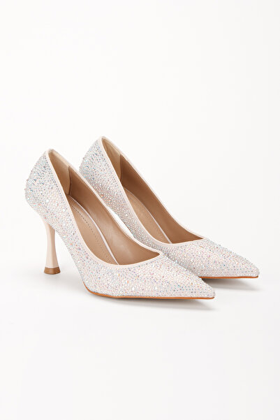 ELEVAM Γυναικεία παπούτσια στιλέτο με λεπτό τακούνι από σατέν πέτρα