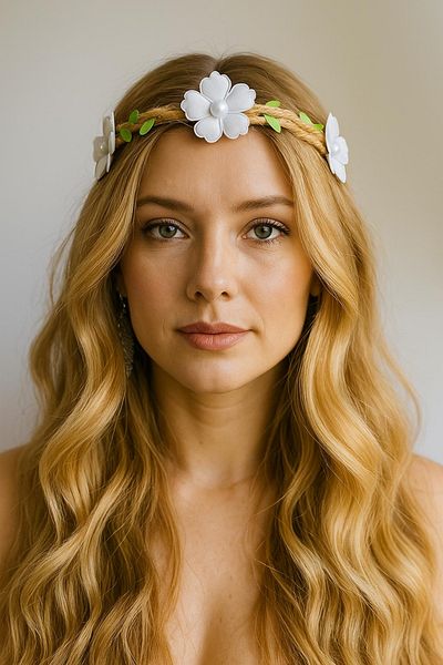 Bukiro Leafy Crown Daisy Adjustable Crown Festival Crown Engagement Crown Leafy Jute Crown