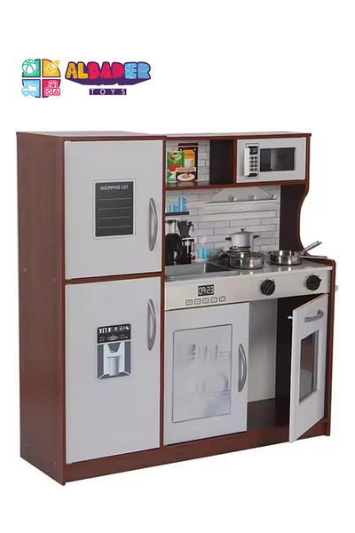 ALBADER Wooden Kitchen Toy With Oven and Cook Food Toys Set And Ice Maker, Large wooden kitchens