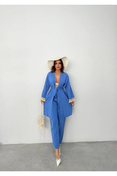 Marka Kolucu Tassel Kimono Set - Blue