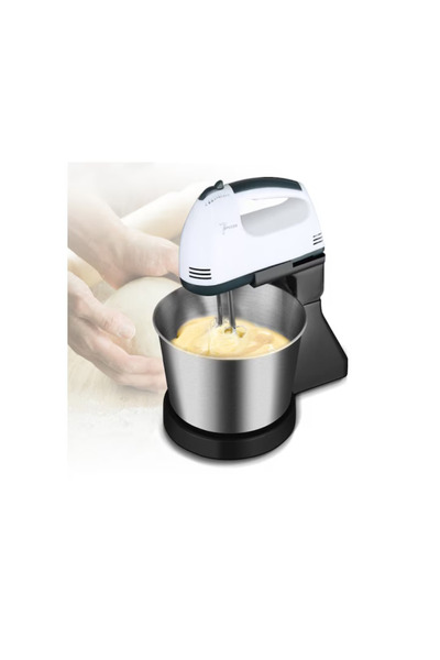 Generic 120W 2 in 1 electric mixer with bowl, made of stainless steel and ABS, for icing, silver color