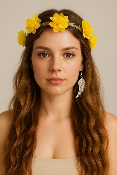 Bukiro Leafy Crown Φλοράλ ρυθμιζόμενο στέμμα μαργαρίτας φεστιβάλ στέμμα αρραβώνων στέμμα από γιούτα