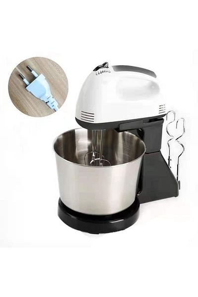 Generic 120W 2 in 1 electric mixer with bowl, made of stainless steel and ABS, for icing, silver color