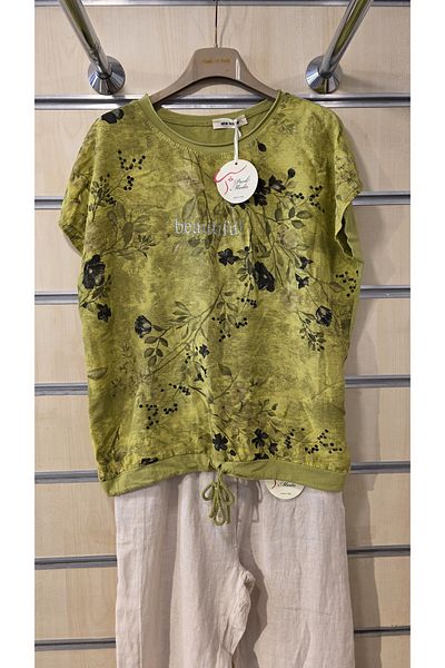 Park Moda Bluză italiană cu model floral și detaliu cu șase fire