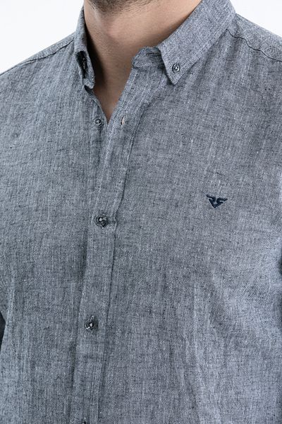Klothy Men's Collared Long Sleeve Linen Shirt 2198