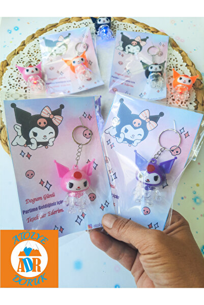 Atölye Doruk 16 Adet Işıklı Kuromi Anahtarlık-Kuromi Konsepti Doğum Günü Part...