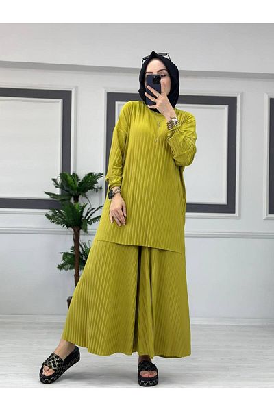 ButikKardelen Sandy Complete Pleated Double Hijab Pants Suit Std B Eden