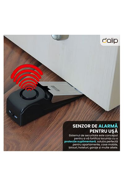 ONSG Door Stop with Alarm System, Dalip, Anti-Burglar with 120dB Alarm, Adjustable Sensitivity, Black