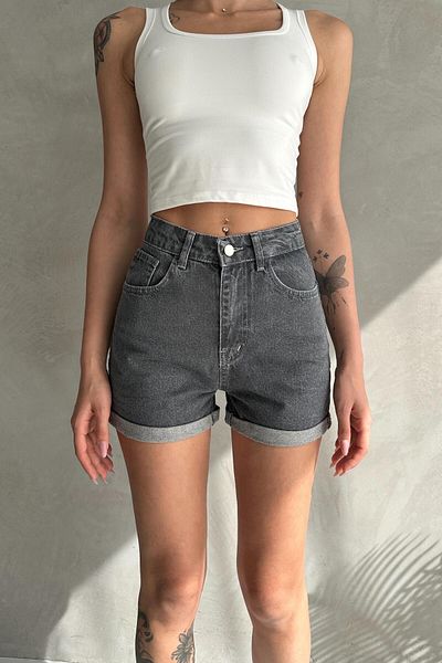ZAROLİ Double Leg Short Straight Denim Shorts