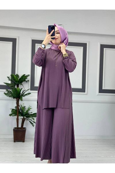 ButikKardelen Sandy Complete Pleated Double Hijab Pants Suit Std B Eden