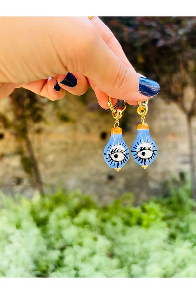 Markiz Takı Blue Eye Murano Glass Earrings