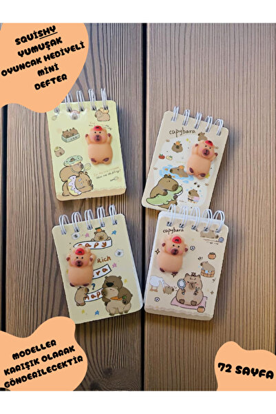 ALLStore Capybara (KAPİBARA) YUMUŞAK SQUSHİ (PUFFY) HEDİYELİ UFAK NOT HATIRA DEFTERİ SİPİRALLİ - 72 SAYFA