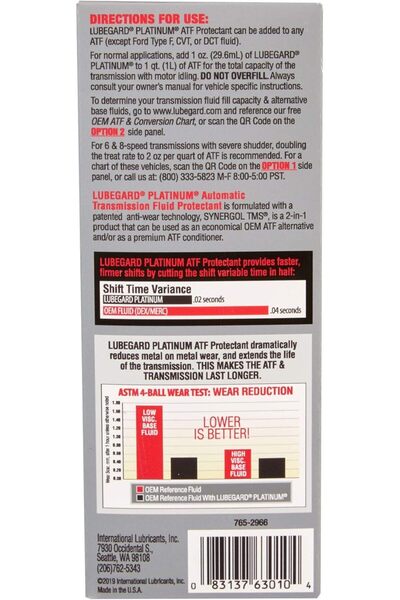 Lubegard Platinum Automatic Transmission Fluid Protector, 296 ml, 63010
